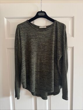 RAG&BONE Olive Green Marled Knit Long Sleeve Top